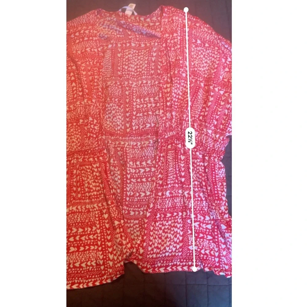 Victoria's Secret Red White Heart Print Kimono‎ Robe Cover Up O/S 362954-43Y